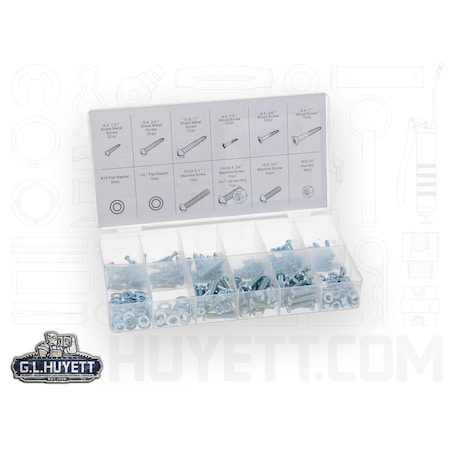 Huyett Nut & Bolt ZC Assort 347pc DISP-NB347